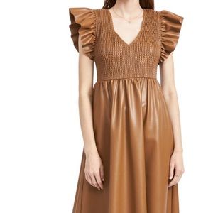 En Saison Rylee Faux Leather Smocked Dress